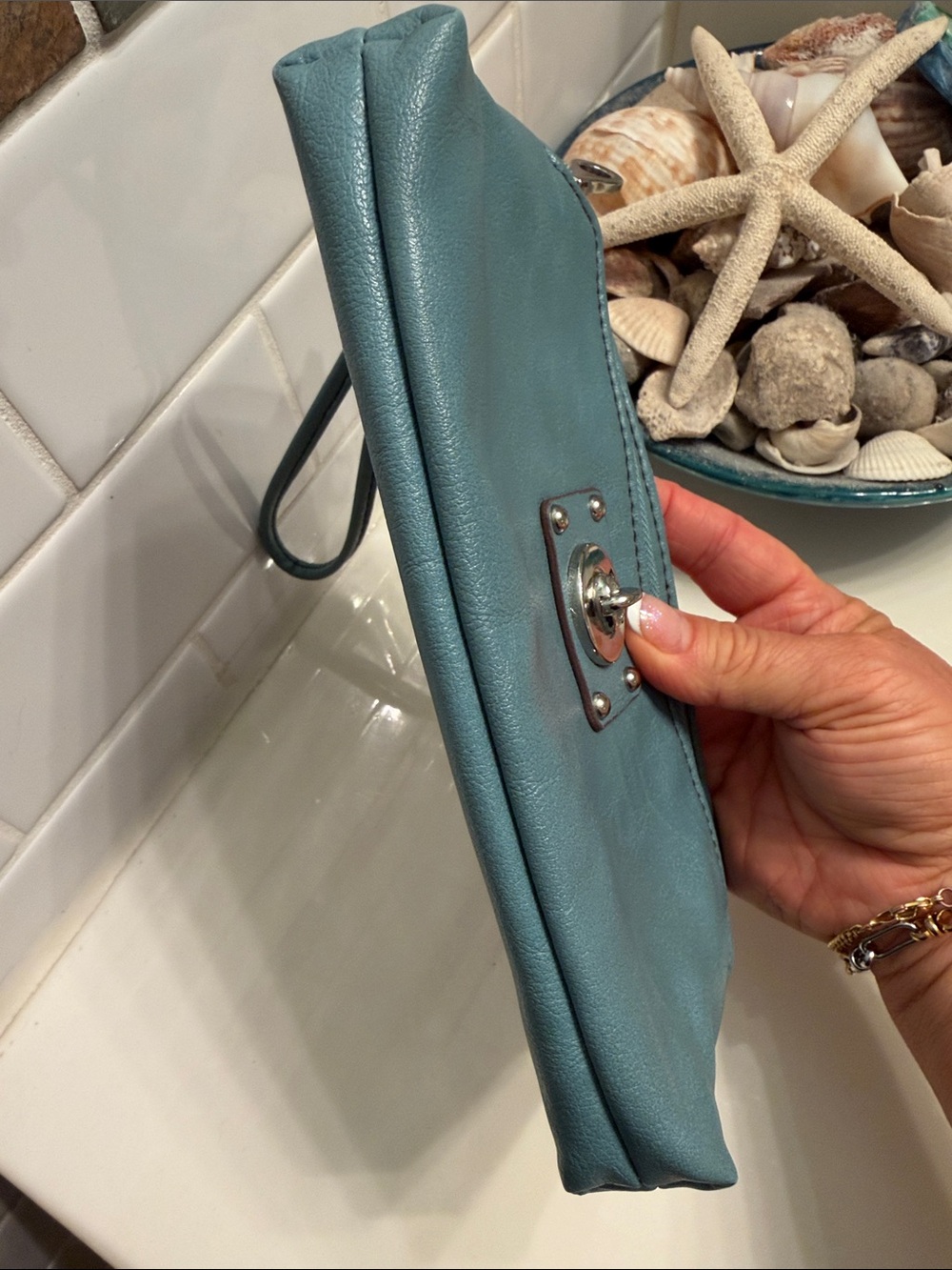Relic Teal Blue Double Zip Wristlet Wallet Turn Lock Organizer - Picture 3 of 9